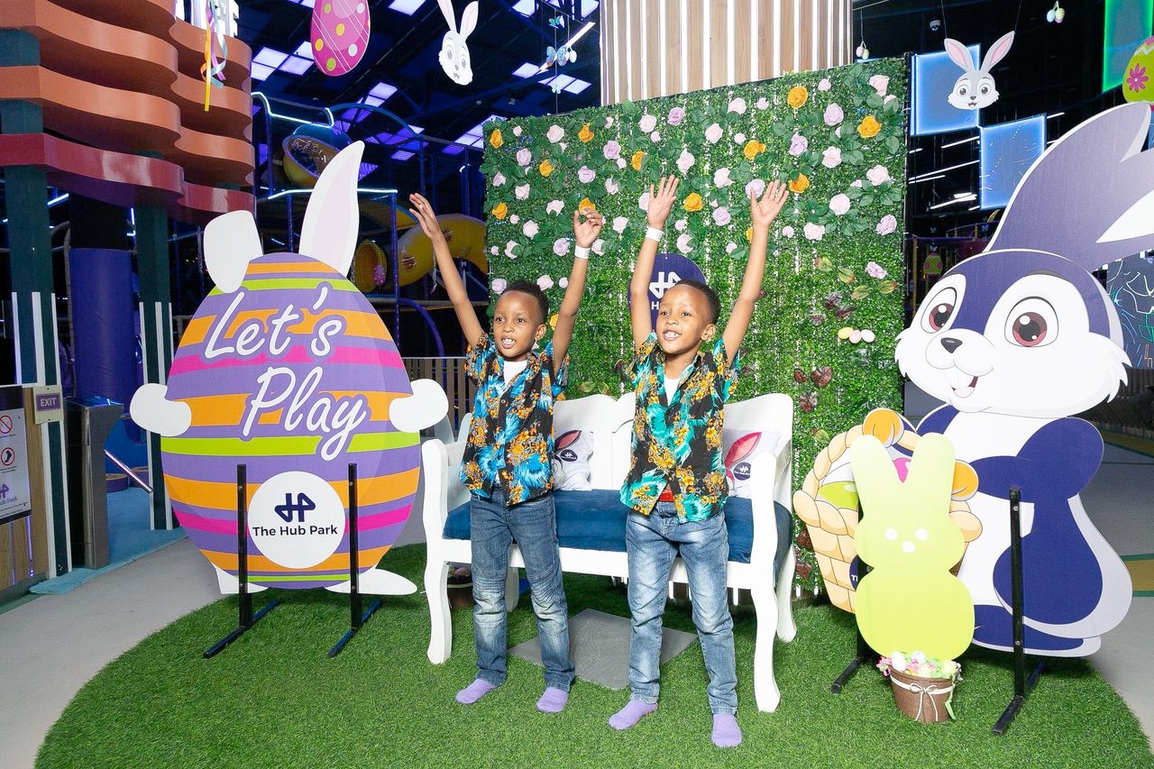 Children enjoying interactive fun at The Hub Park, a family entertainment center in Nairobi's Karen suburb.